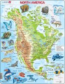 Puzzle North America, Topographic map with animals