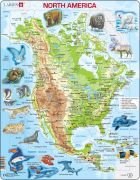 Puzzle North America, Topographic map with animals